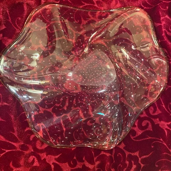 Amber colored candy or nut dish. Possible Murano controlled bubble. Stunning - Picture 3 of 6